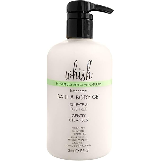 جل الاستحمام والجسم Whish Lemongrass - جل الاستحمام بنكهة شيا بنكهة الألوبار، مرطب ومنظف، عناية بشرة طبيعية وعضوية، 13 أونصة